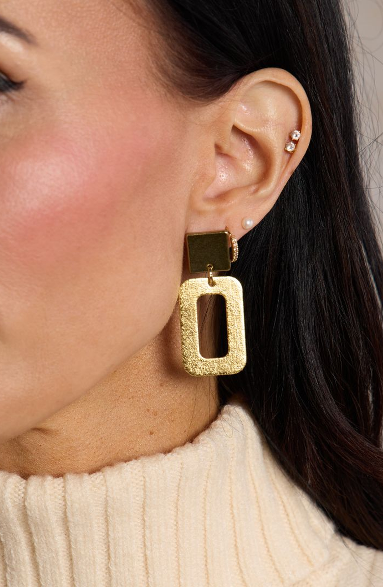Nickel & Suede Logan Earrings, Alternate, color, Vintage Gold