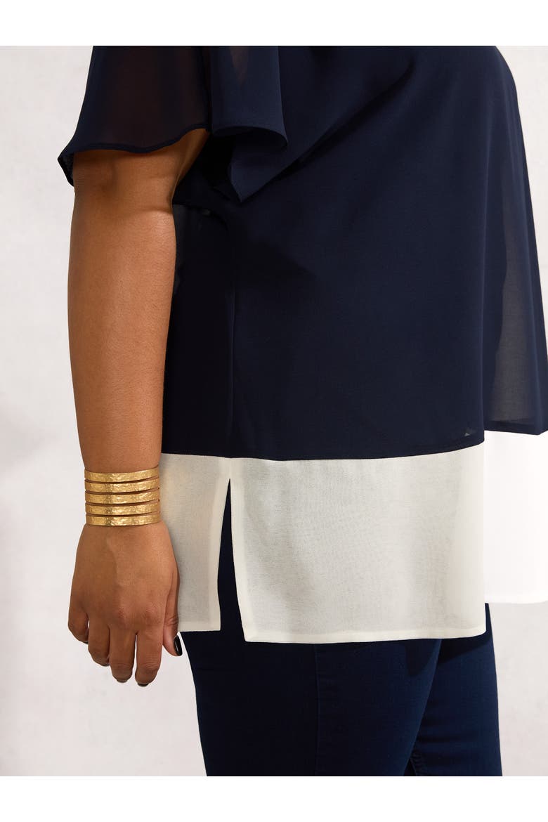 Colour Block Overlay T-Shirt, Alternate, color, Navy