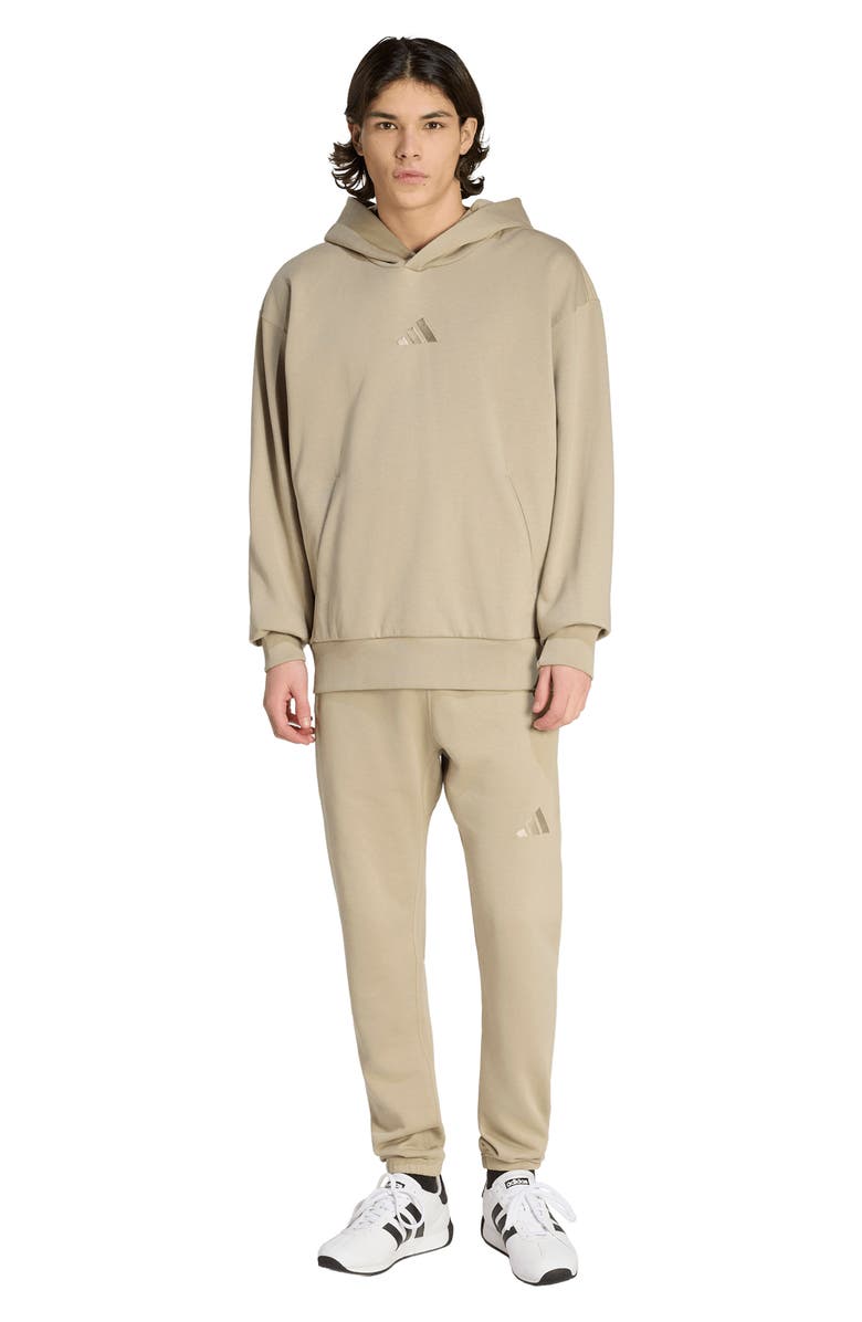 adidas All SZN Oversize Fleece Pullover Hoodie, Alternate, color, Wonder Cargo