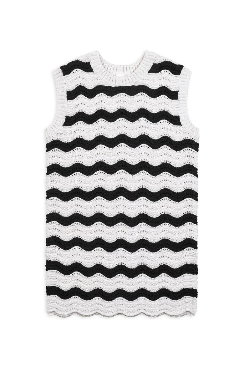 Crochet Knit Swim Coverup, Alternate, color, Black and White