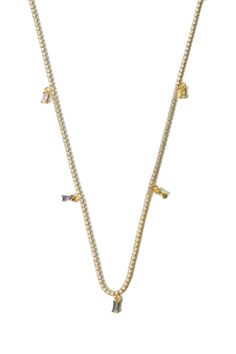 Shaky Cubic Zirconia Tennis Necklace, Main, color, GOLD