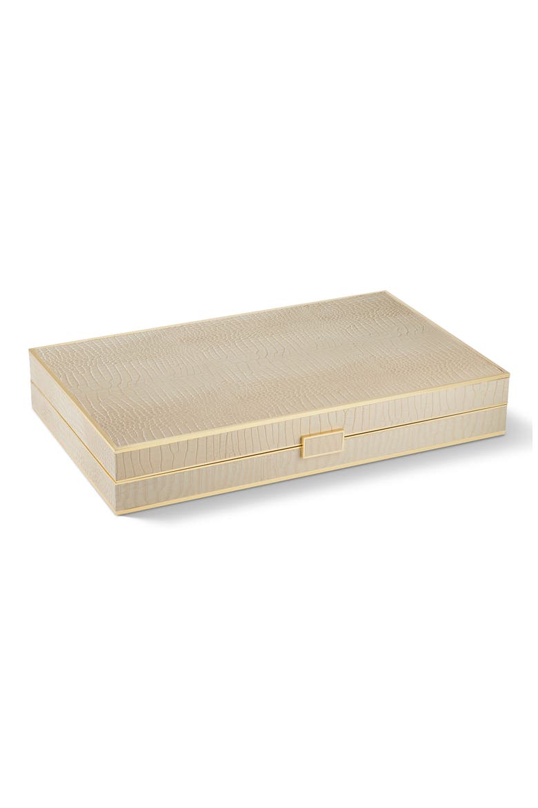 Croc Embossed Backgammon Set, Main, color, FAWN