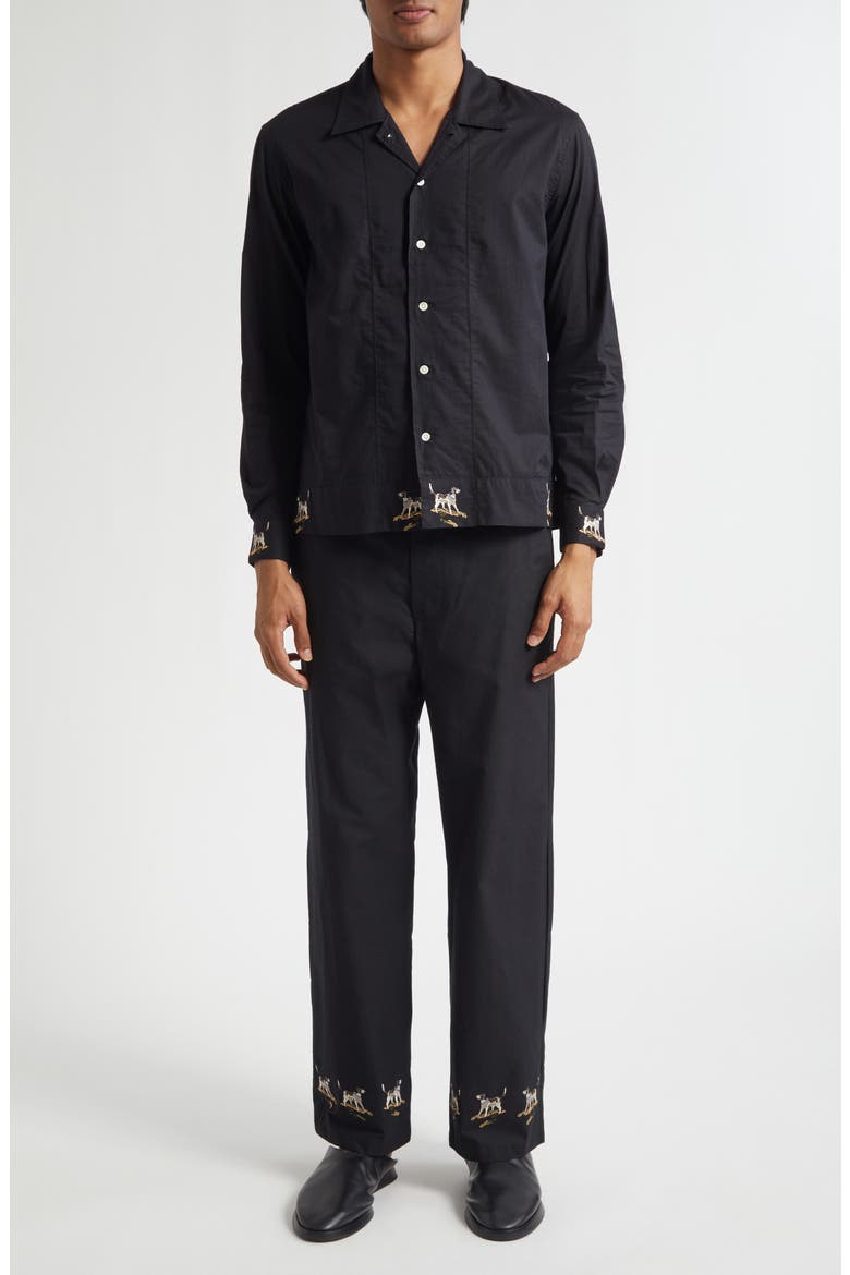 Pointer Embroidered Button-Up Shirt, Alternate, color, BLACK
