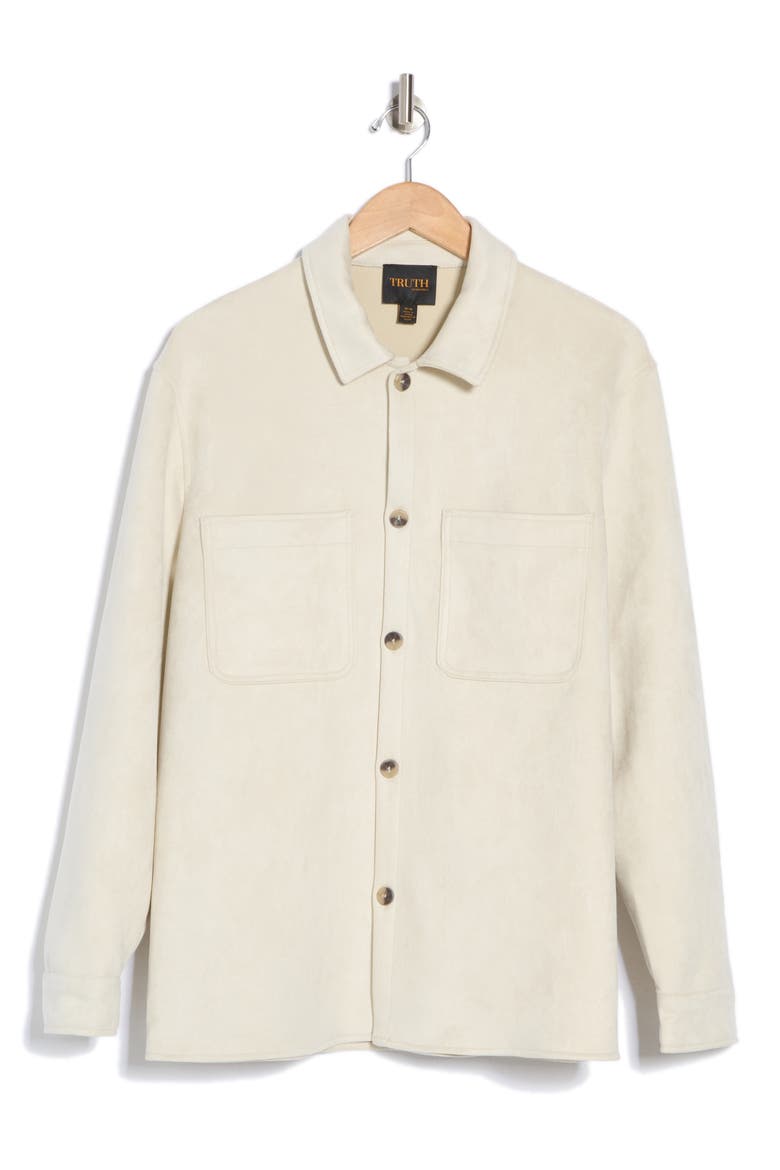 Faux Suede Shirt Jacket, Alternate, color, IVORY
