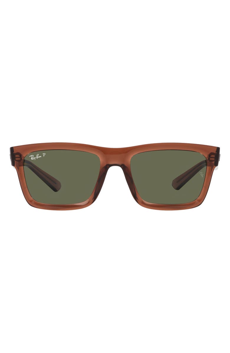 Ray-Ban Warren 57mm Polarized Rectangular Sunglasses, Main, color, Brown Transparent