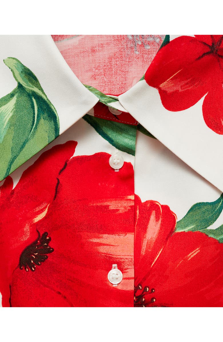 MANGO Floral Tie Front Crop Button-Up Shirt, Alternate, color, 