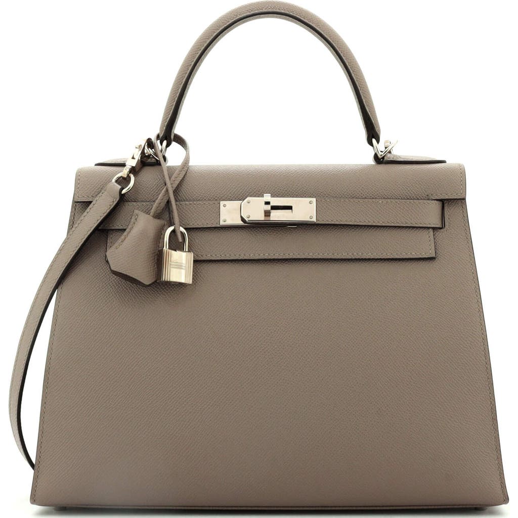 Pre-owned Hermes Hermes Kelly Handbag Grey Epsom With Palladium Hardware 28 In Gray