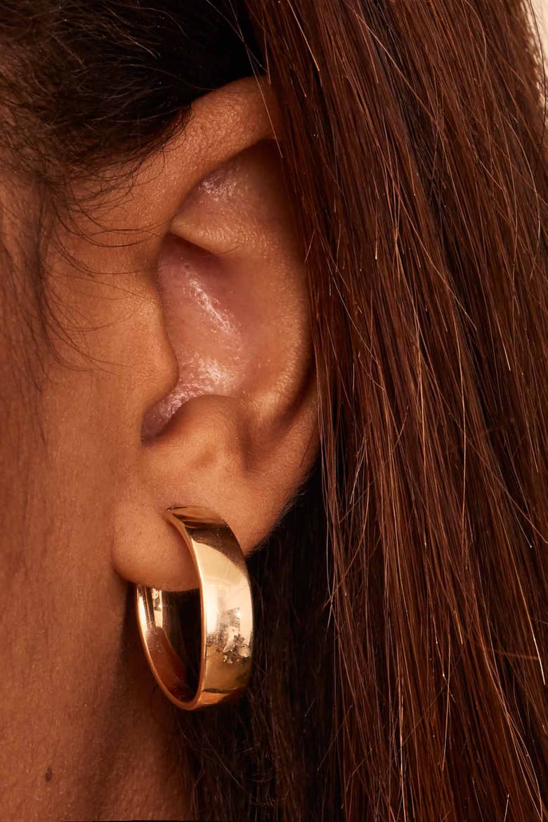 14K Yellow Gold The One Midi Oval Hoops, Alternate, color, Yellow Gold