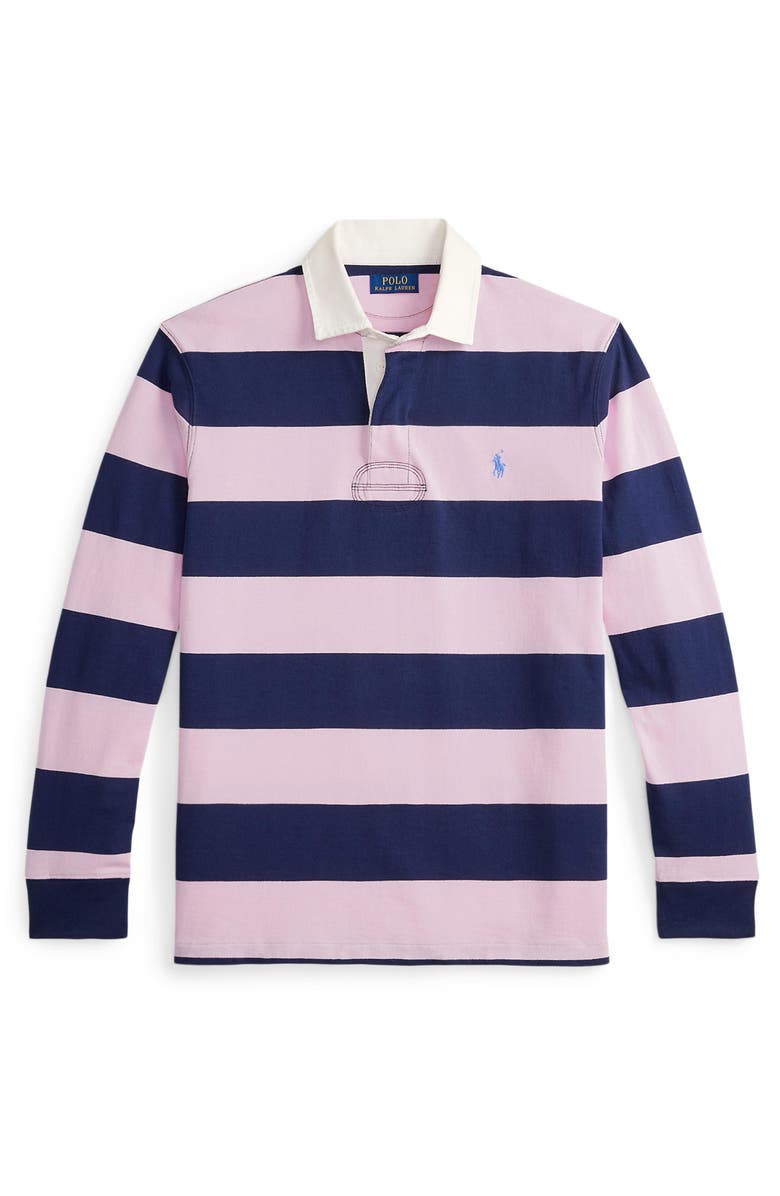 Polo Ralph Lauren The Iconic Rugby Shirt, Alternate, color, Carmel Pink/ Newport Navy
