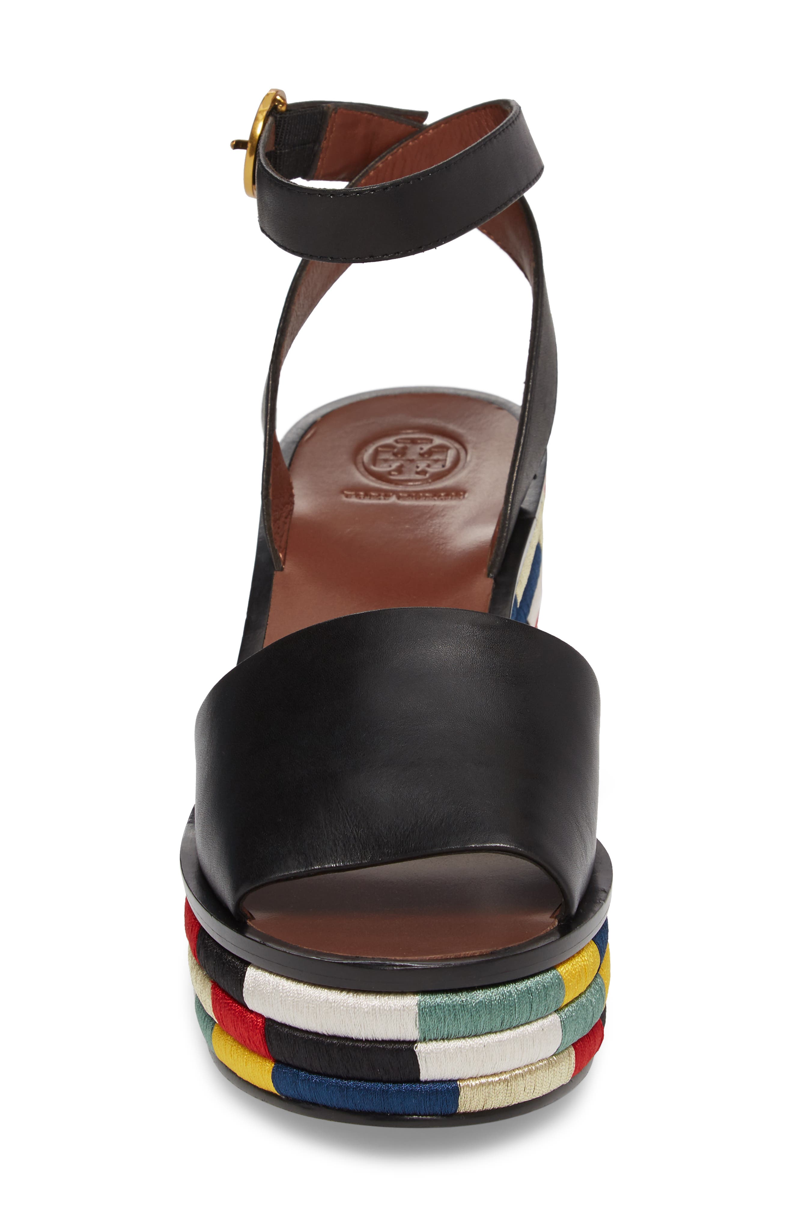Camilla Embroidered Platform Sandal, Alternate, color, BLACK