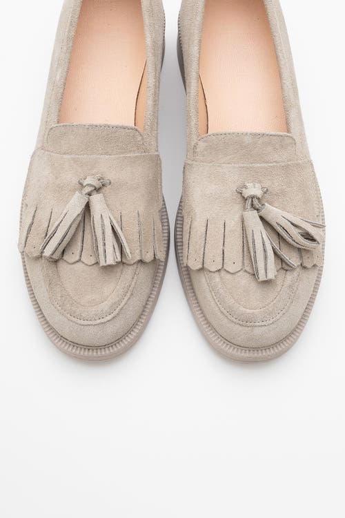 Forever & Always Shoes Milly Leather Tassel Loafer In Beige Suede Leather