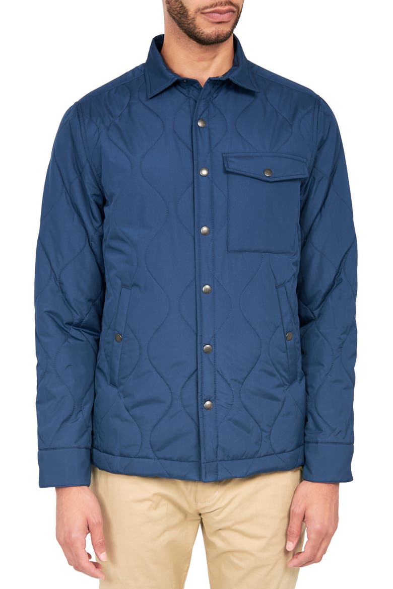 Solid Blue Quilted Shirt Jacket, Alternate, color, BLUE