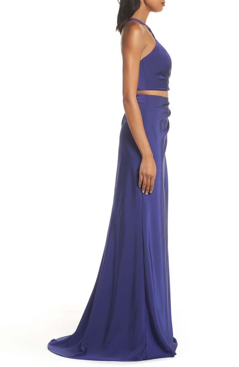 La Femme Strappy Two-Piece Sheath Gown, Alternate, color,