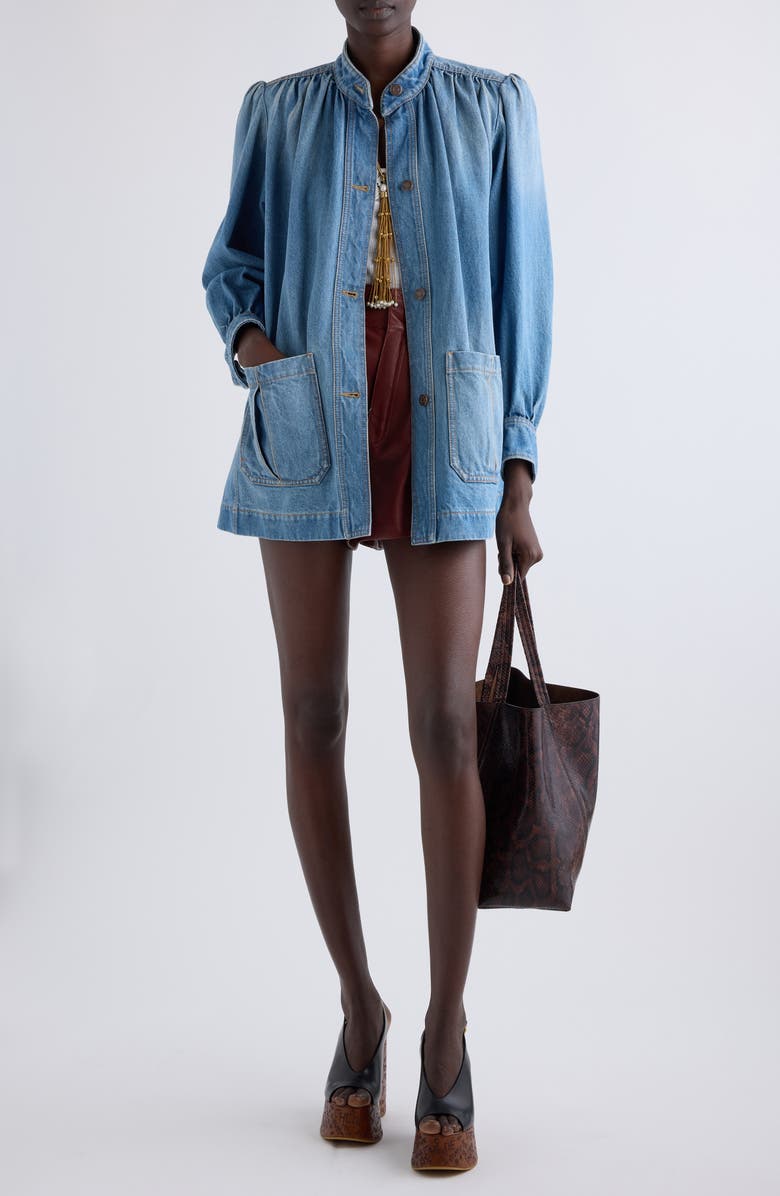 Chloé Puff Sleeve Denim Jacket, Alternate, color, 