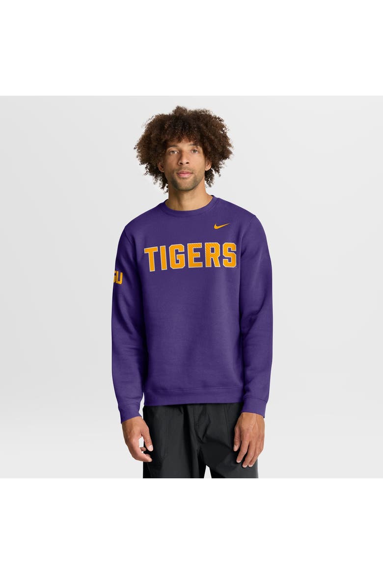 Men's Nike Purple LSU Tigers 2026 Sideline Club Sweatshirt, Main, color, Purple