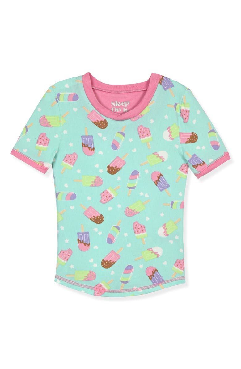 SLEEP ON IT Kids' 2-Piece Fitted Pajamas & Scrunchie Set, Alternate, color, Mint