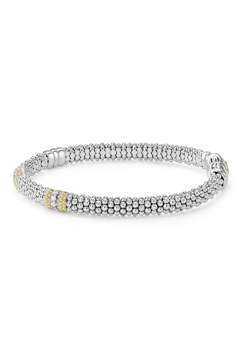 Caviar Diamond Station Bracelet, Alternate, color, SILVER/ GOLD/ DIAMOND