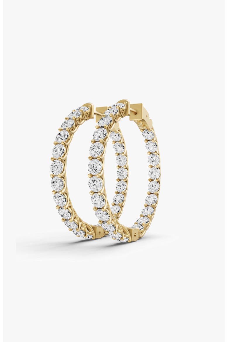 14K Gold 5 ct Earrings Lucida Round Diamond Hoops, Alternate, color, Yellow Gold