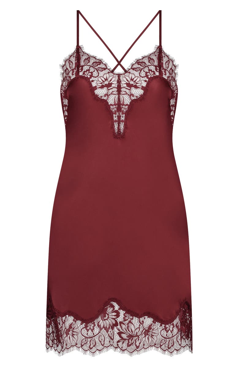 Hunkemöller Valerie Lace Trim Satin Chemise, Main, color, 