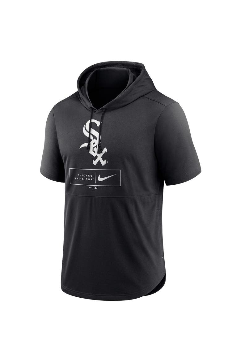 Men's Nike Black Chicago White Sox Logo Lockup Performance Short-Sleeved Pullover Hoodie, Alternate, color, Black