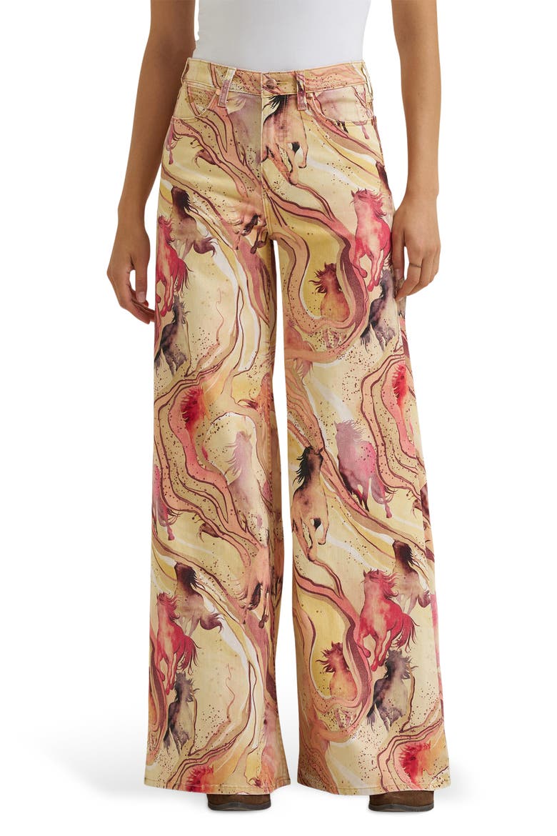 Western High Waist Wide Leg Jeans, Main, color, MARBLED HORSE