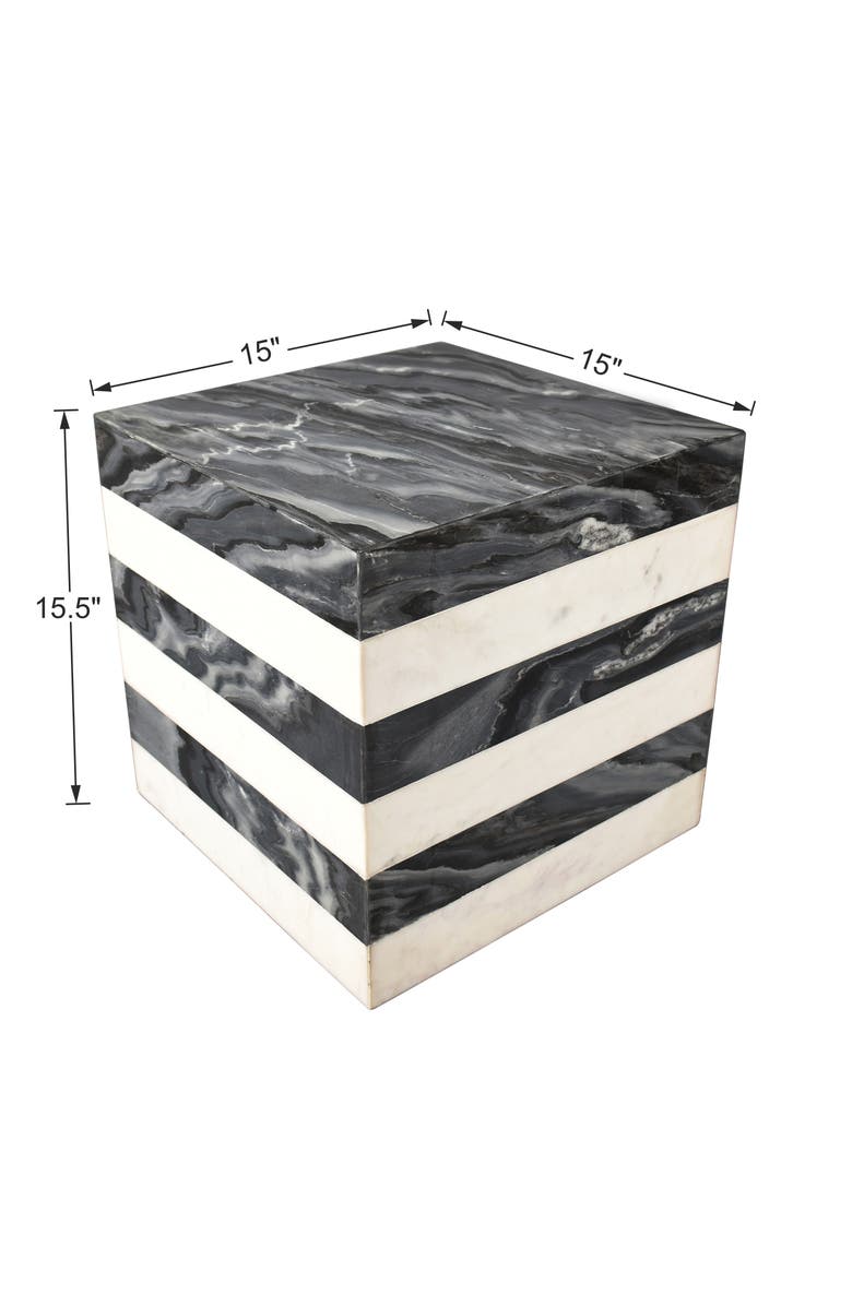 JONATHAN Y Felix 15" Contemporary Natural Marble Handmade Cube End Table, Alternate, color, Black/White