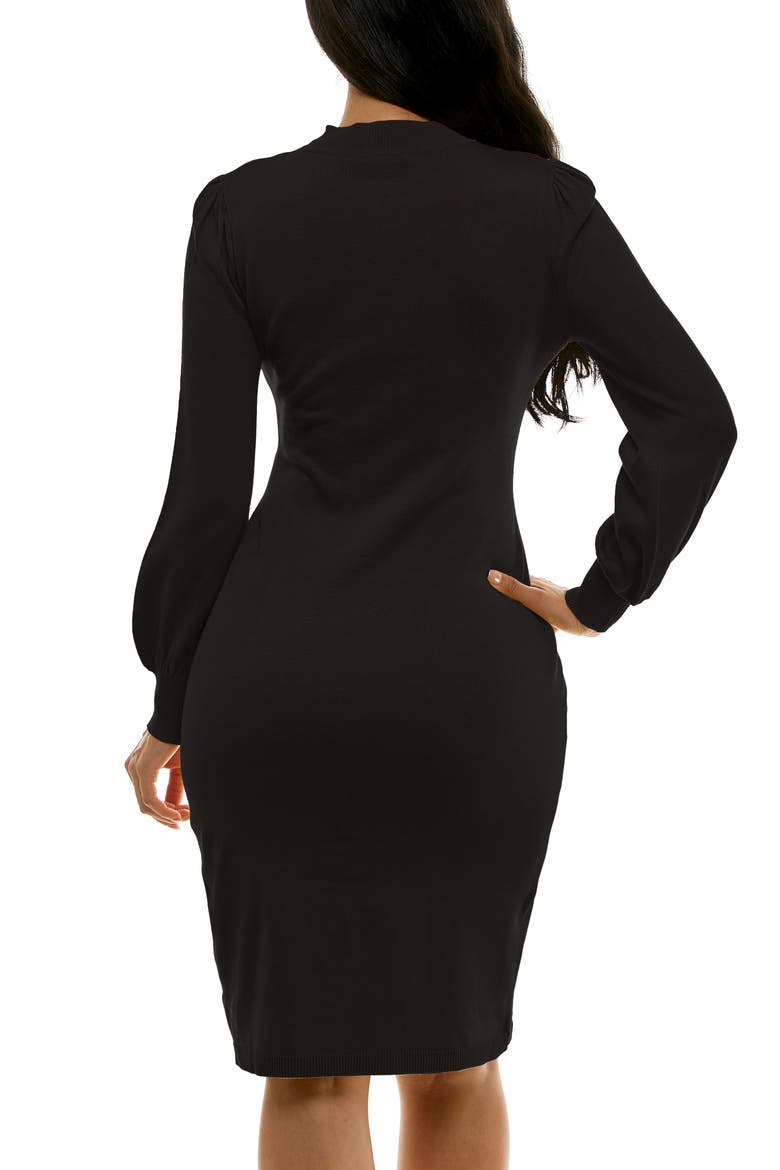 Rib Knit Long Sleeve Sweater Dress, Alternate, color, BLACK