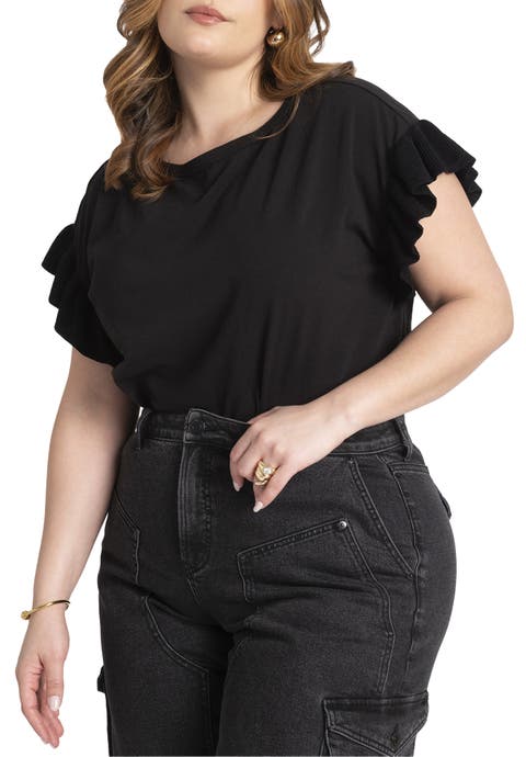 Ruffle Sleeve Tee (Plus)