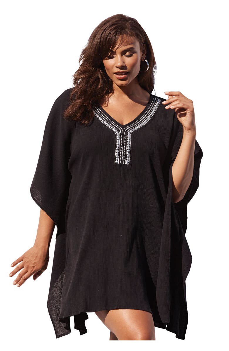 Swim 365 Jeweled Caftan, Main, color, Black