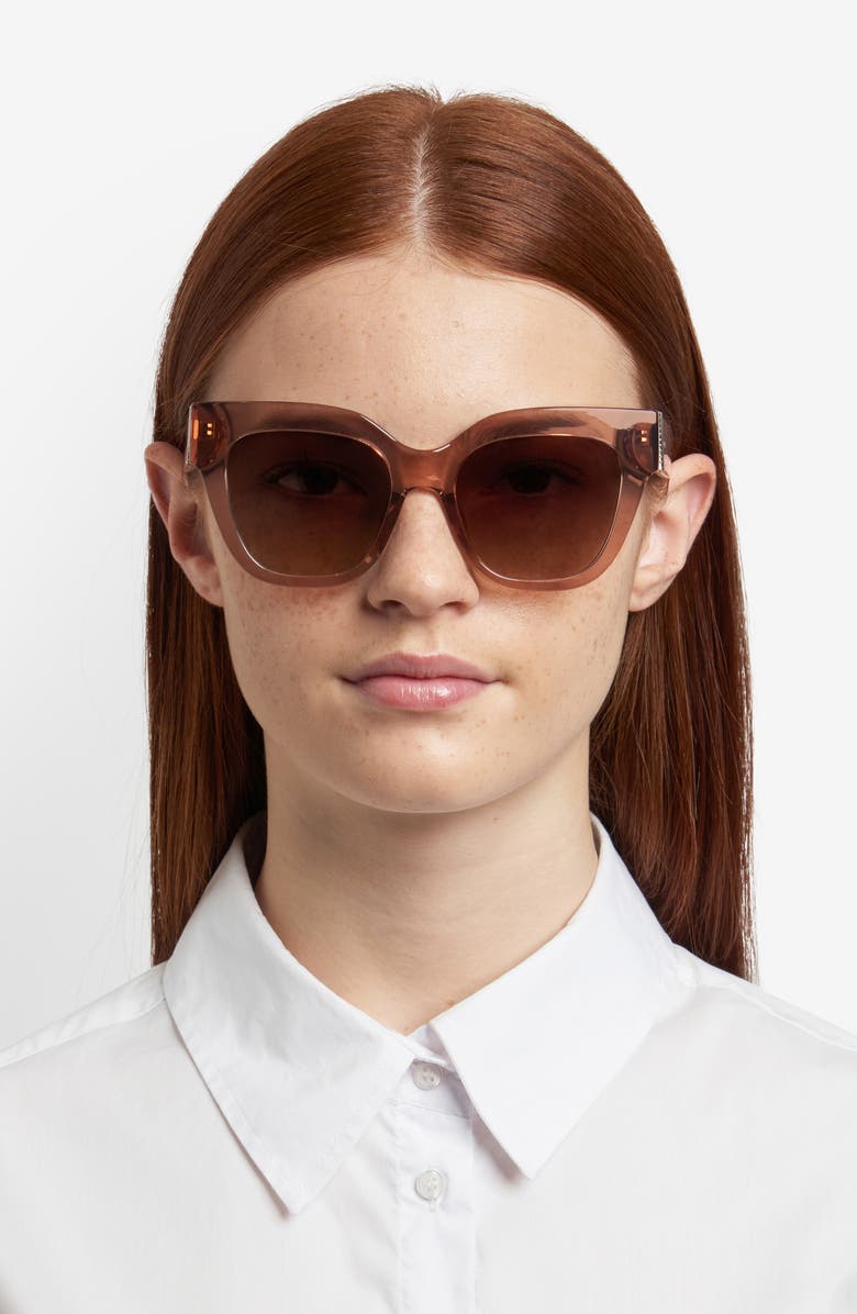 Fossil 51mm Gradient Cat Eye Sunglasses, Alternate, color, Crystal Beige/ Brown Sf