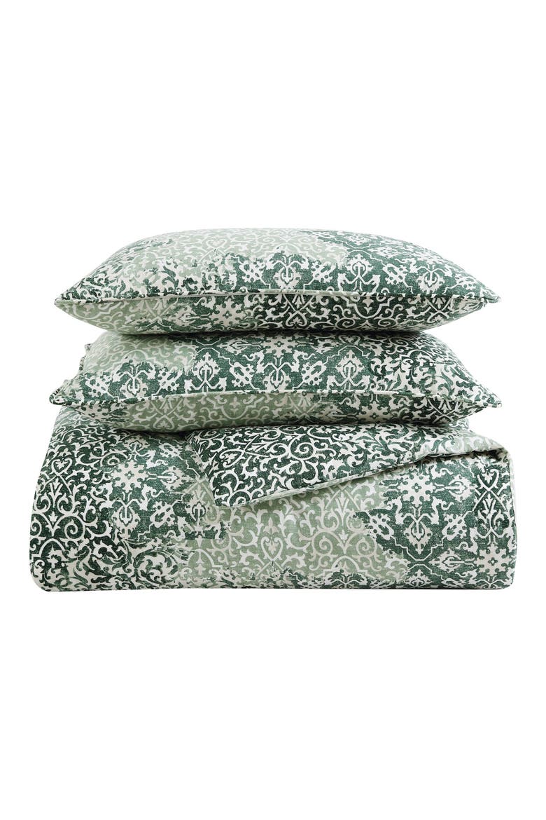 Abingdon Cotton Sateen Duvet Cover & Sham Set, Main, color, DARK GREEN