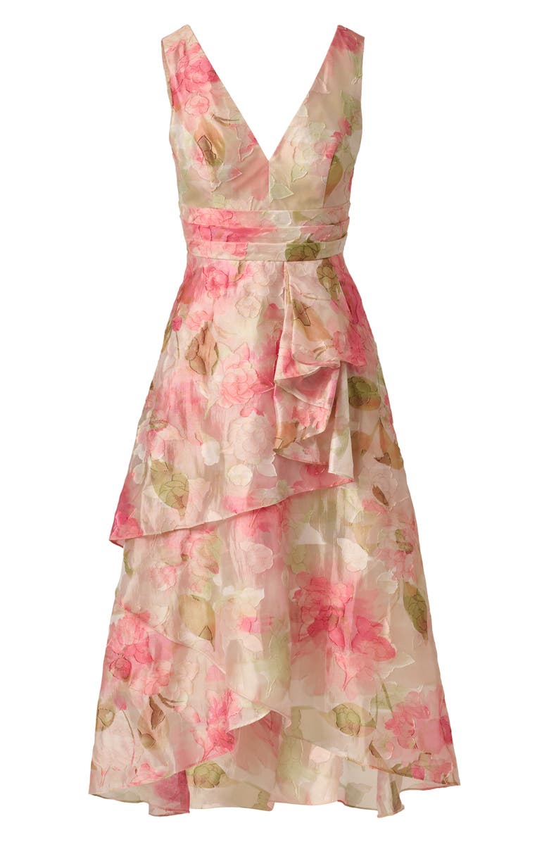 Adrianna Papell Cascade Floral Organza Gown, Alternate, color, 