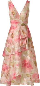 Adrianna Papell Cascade Floral Organza Gown
