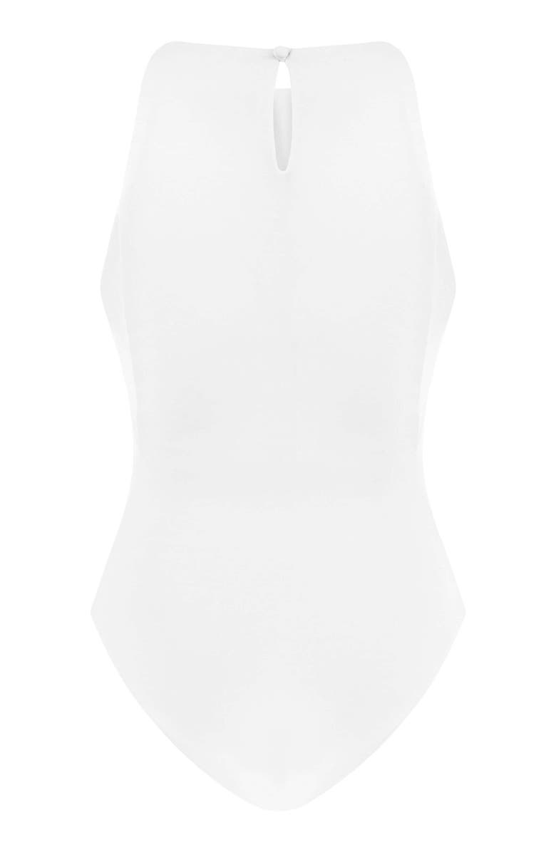 Jendue US Pera Bodysuit Denim Jumpsuit - Stylish Cutout, Alternate, color, Off-White