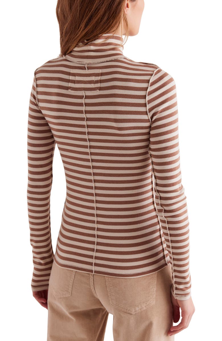 Free People Good Good Stripe Turtleneck Top, Alternate, color, Otter/ Tea
