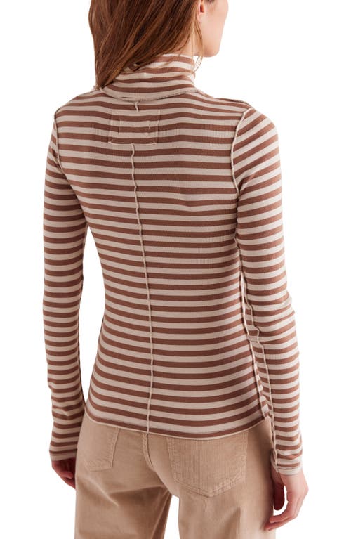 Free People Good Good Stripe Turtleneck Top In Brown