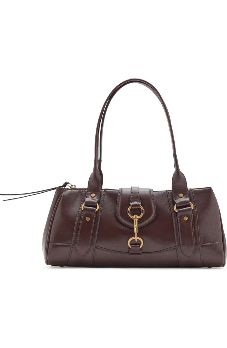 MANGO Medium Faux Leather Shoulder Bag, Main, color, Chocolate