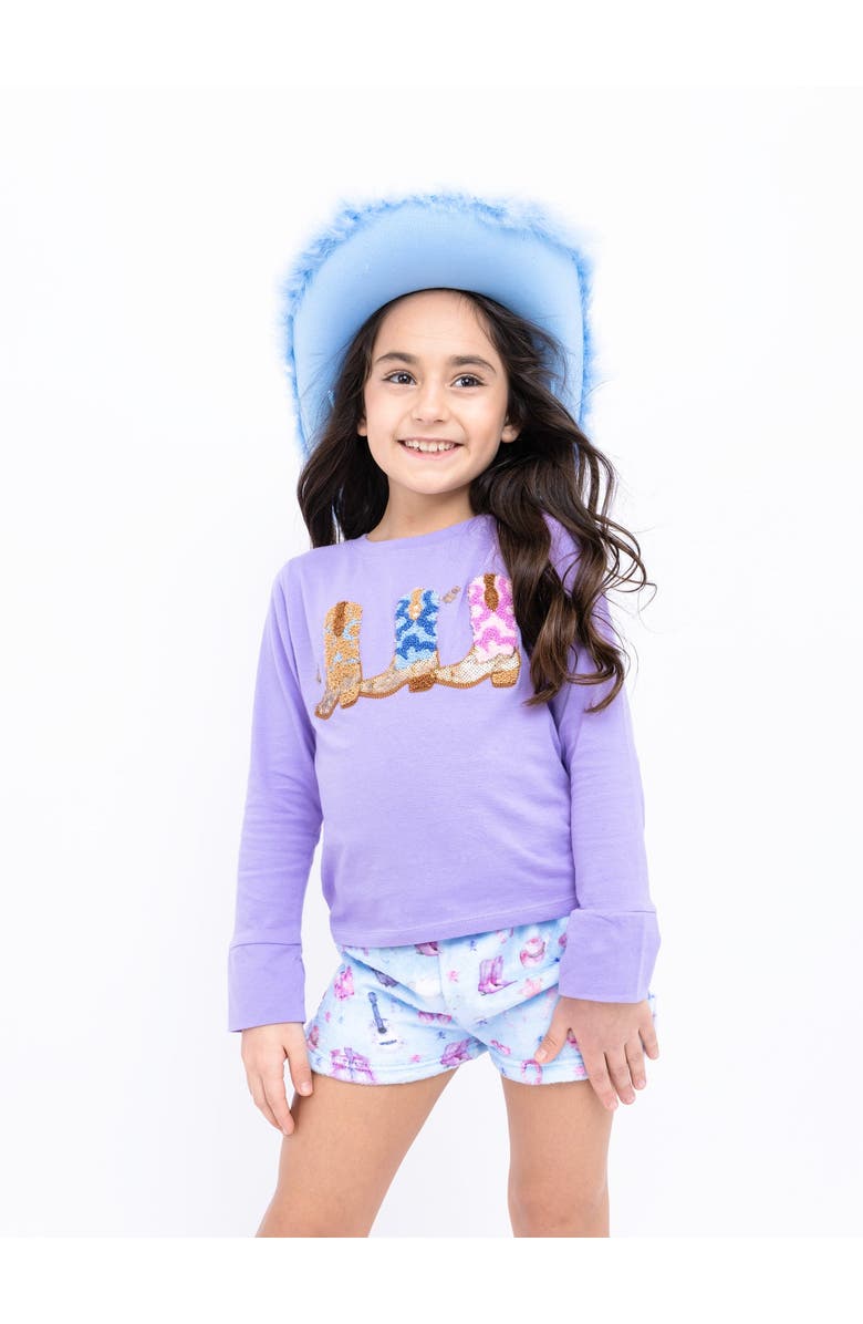 Preppy Goose Plush Wild West loungewear Shorts, Main, color, Periwinkle