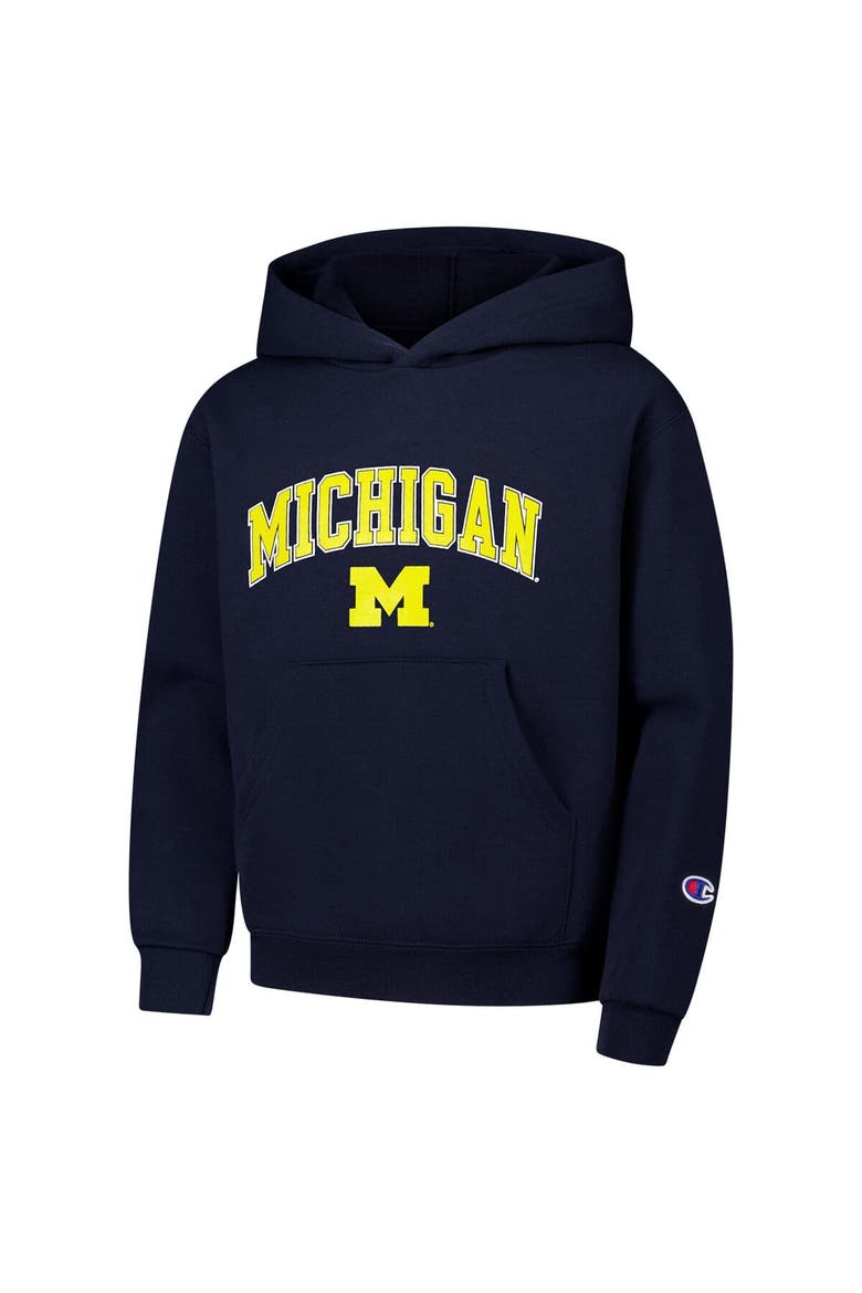 Youth Champion Navy Michigan Wolverines Campus Pullover Hoodie, Alternate, color, Navy
