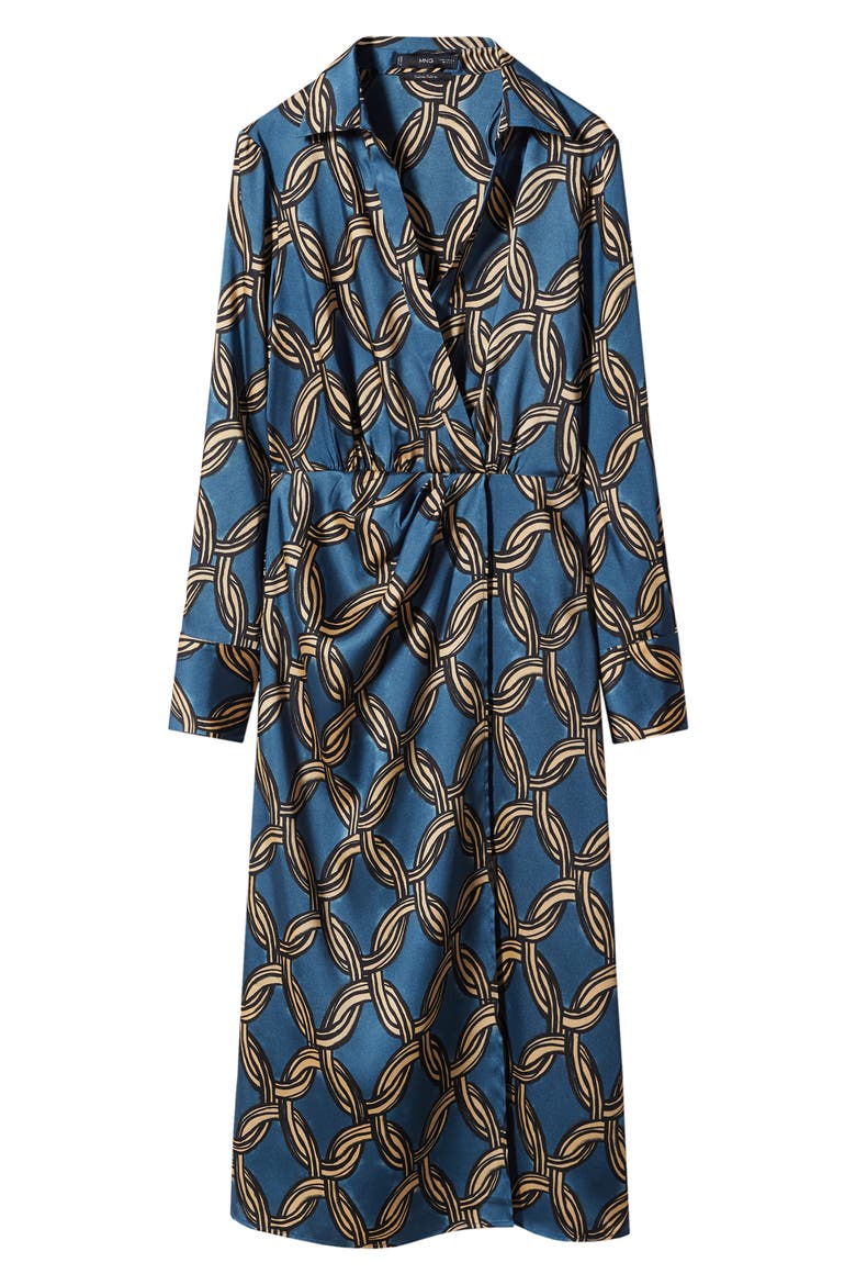 Chain Print Long Sleeve Shirtdress, Alternate, color, MEDIUM BLUE