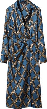 MANGO Chain Print Long Sleeve Shirtdress
