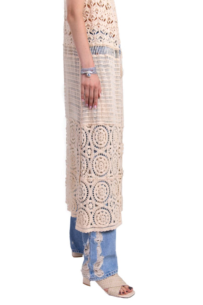 Crochet Longline Duster Cardigan, Alternate, color, IVORY