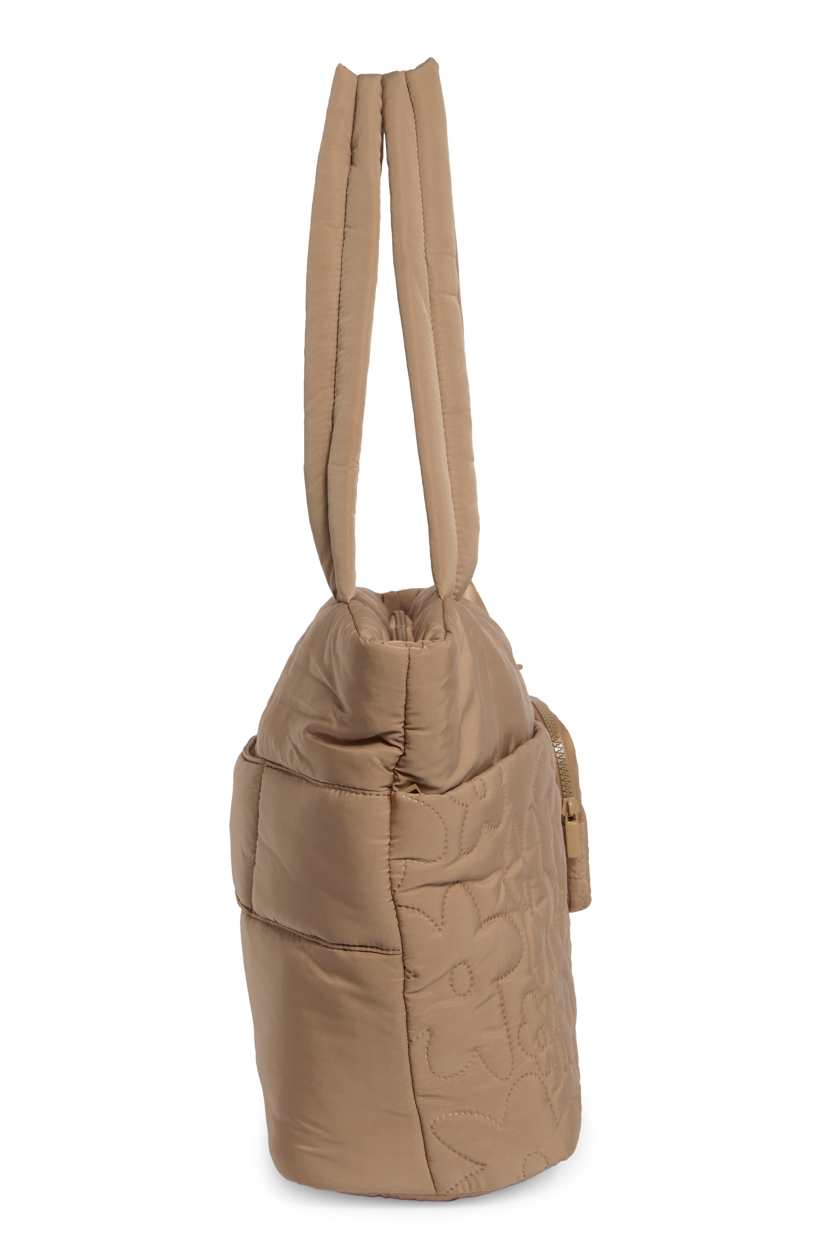 Minimal Floral Quilted Tote, Alternate, color, BEIGE