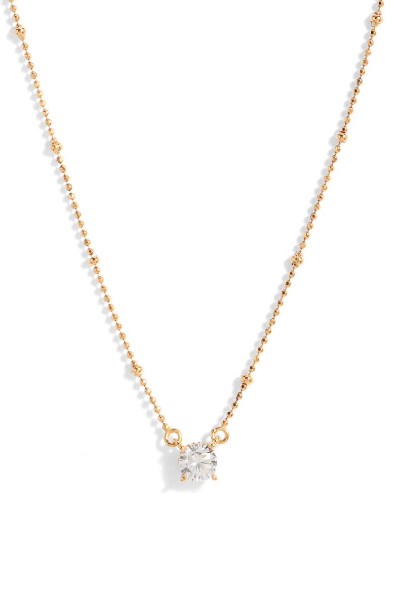 Nordstrom Demi Fine Solitaire Cubic Zirconia Necklace, Main, color, 14K Gold Plated