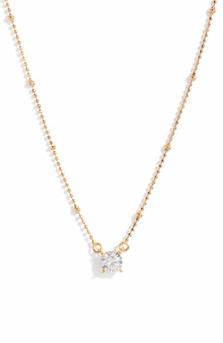 Nordstrom Demi Fine Solitaire Cubic Zirconia Necklace