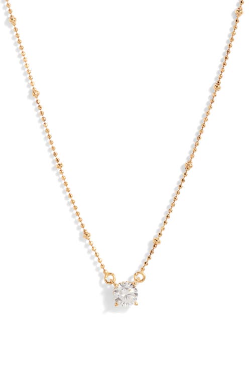 Nordstrom Demi Fine Solitaire Cubic Zirconia Necklace In 14k Gold Plated