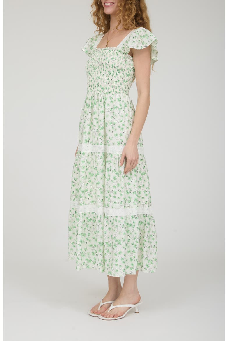 Tiered Midi Dress, Alternate, color, GREEN MULTI