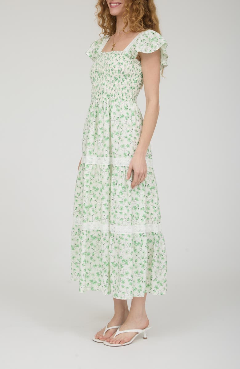 AUGUST SKY Tiered Midi Dress, Alternate, color, Green Multi