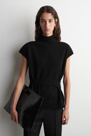 COS Belt-Detail Mock-Neck Wool Vest