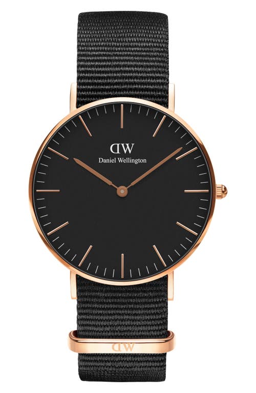 Daniel Wellington Men's Classic Cornwall Black Polyester Watch 40mm In Black